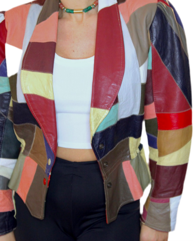 BLOUSON EN CUIR PATCHWORK