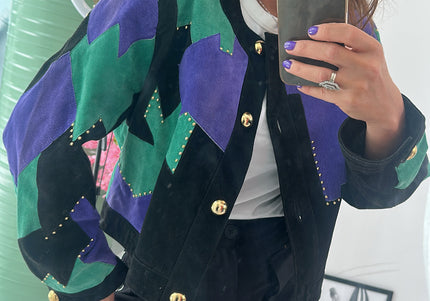Veste en daim patchwork