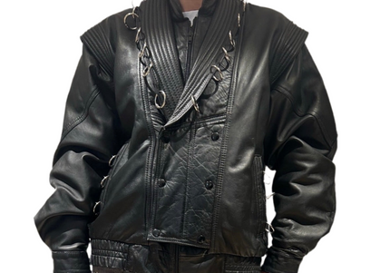 VESTE EN CUIR ANNEAUX