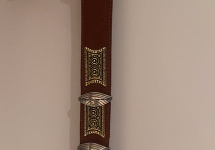 Ceinture Vintage en Cuir Camel – Boucle Sculptée – Pièce Unique