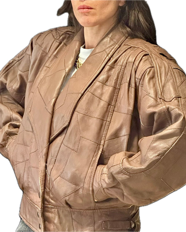 BLOUSON EN CUIR PATCHWORK