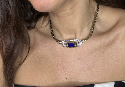 collier pierre bleu strass