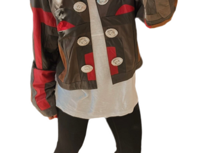 VESTE EN CUIR VINTAGE PATCHWORK