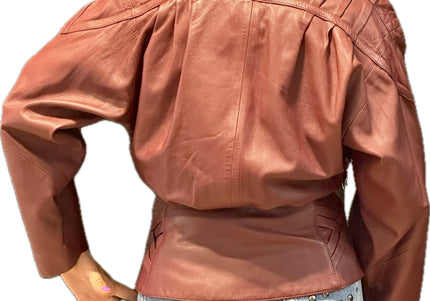 VESTE VINTAGE EN CUIR BORDEAUX