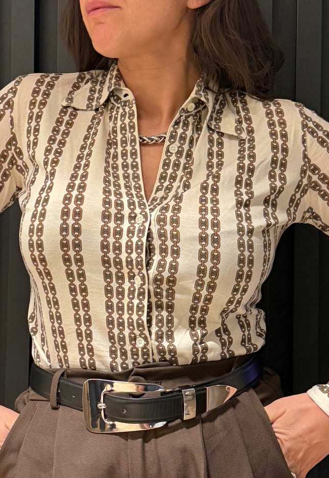 Chemise Céline vintage – logo Triomphe iconique – coton – pièce rare