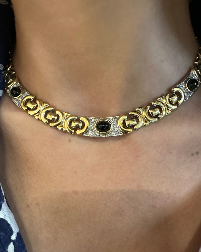 Collier vintage doré – Mailles sculptées