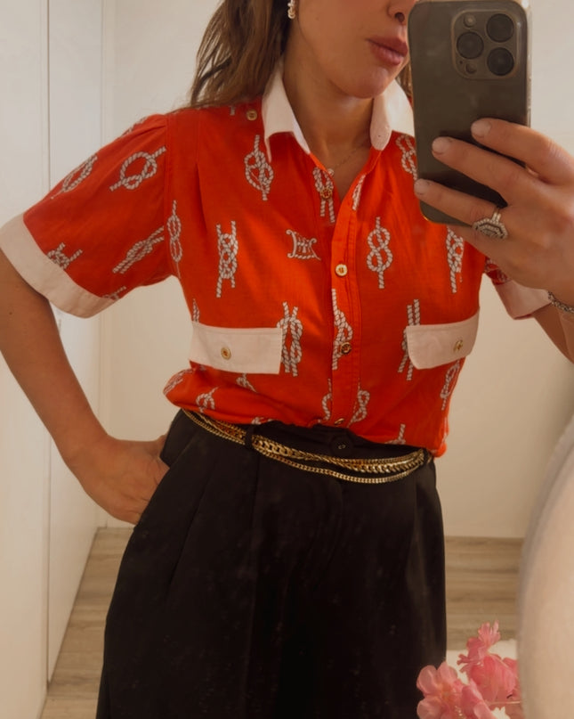 Polo vintage Céline – coton, motif Triomphe