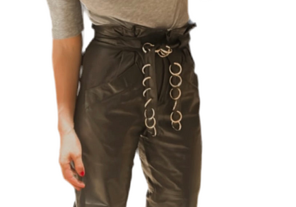 PANTALON EN CUIR VINTAGE ANNEAUX