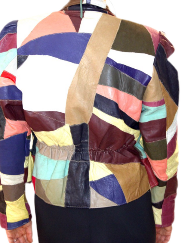 BLOUSON EN CUIR PATCHWORK