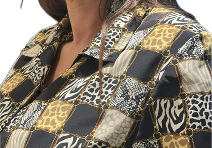 Chemisier vintage à motifs sauvages – Taille unique