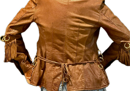 BLAZER EN CUIR MARRON ANNEAUX