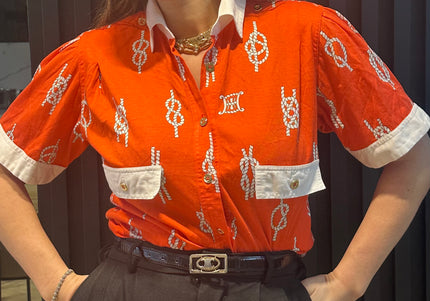 Polo vintage Céline – coton, motif Triomphe