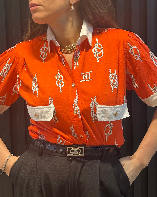 Polo vintage Céline – coton, motif Triomphe