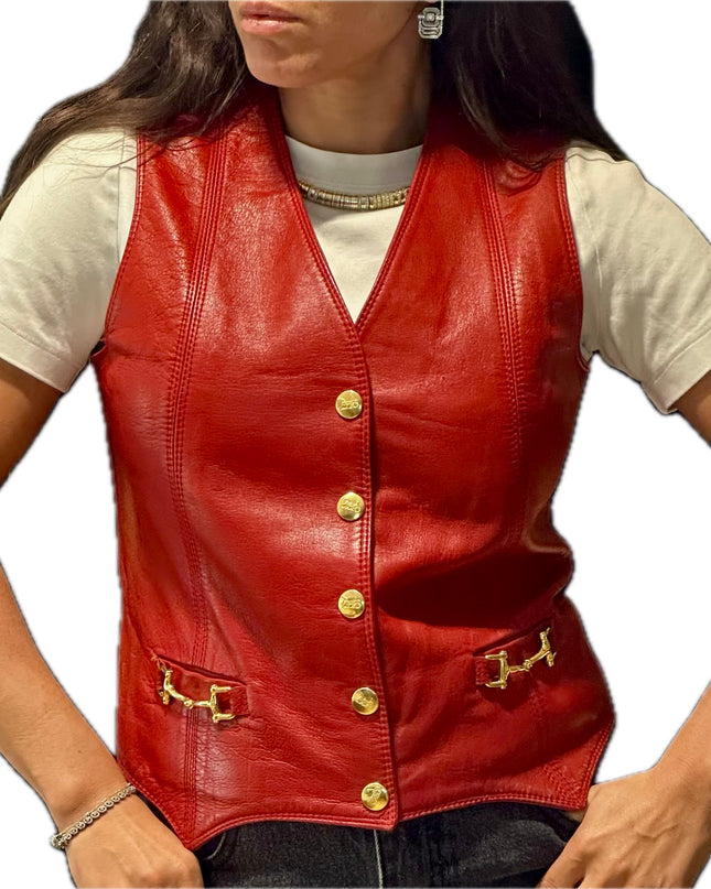 GILET EN CUIR CÉLINE