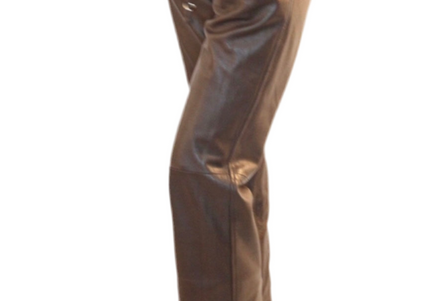 PANTALON EN CUIR VINTAGE MARRON ANNEAUX
