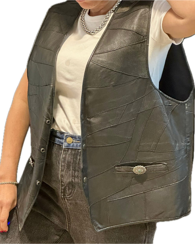 GILET SANS MANCHES EN CUIR