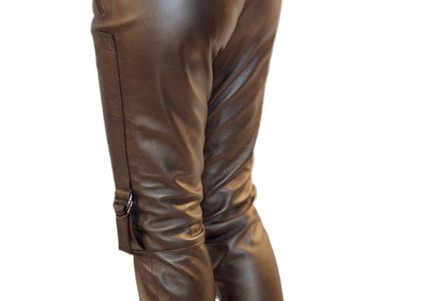 PANTALON EN CUIR MÉTALLISÉ VINTAGE « DAISY »