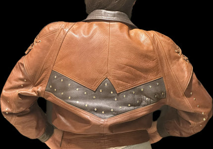 BLOUSON EN CUIR BICOLORE