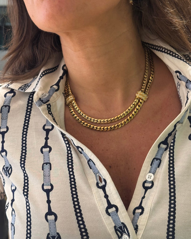 Collier vintage doré en maille tressée – Pièce d’exception