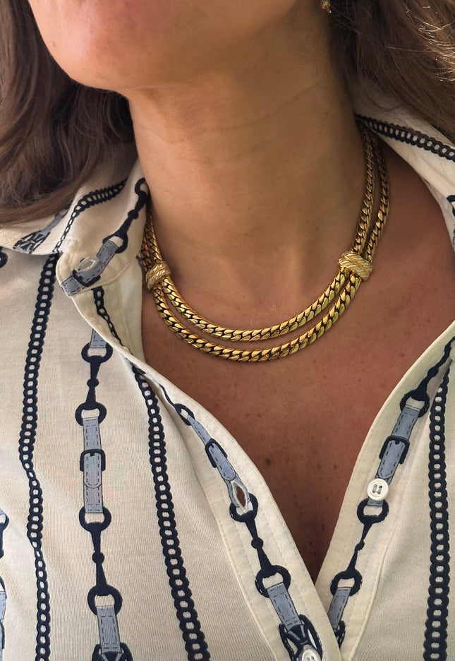 Collier vintage doré en maille tressée – Pièce d’exception