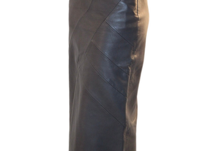 JUPE LONGUE EN CUIR GRISE VINTAGE