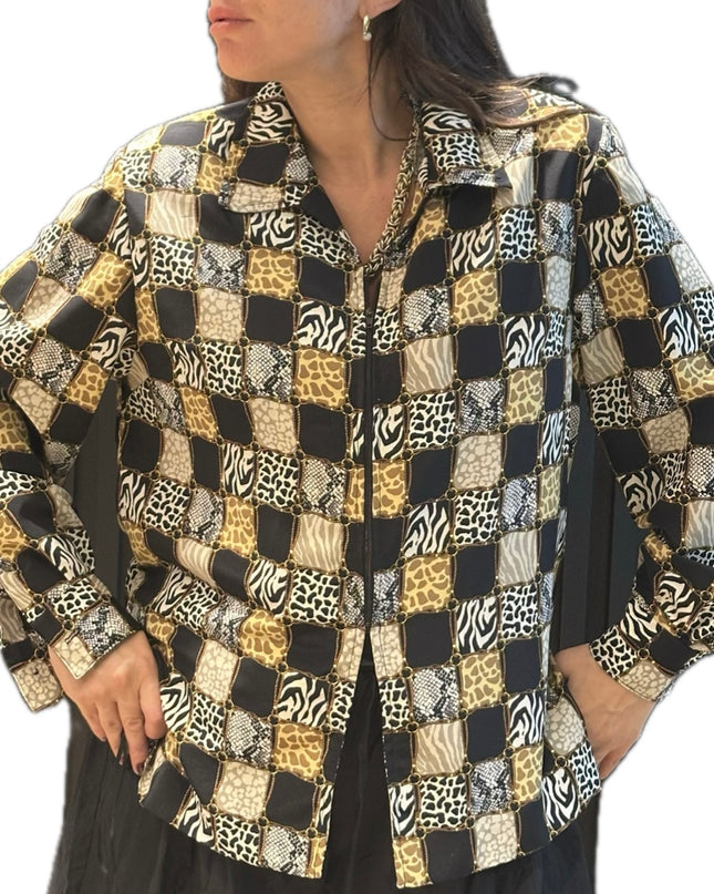 Chemisier vintage à motifs sauvages – Taille unique