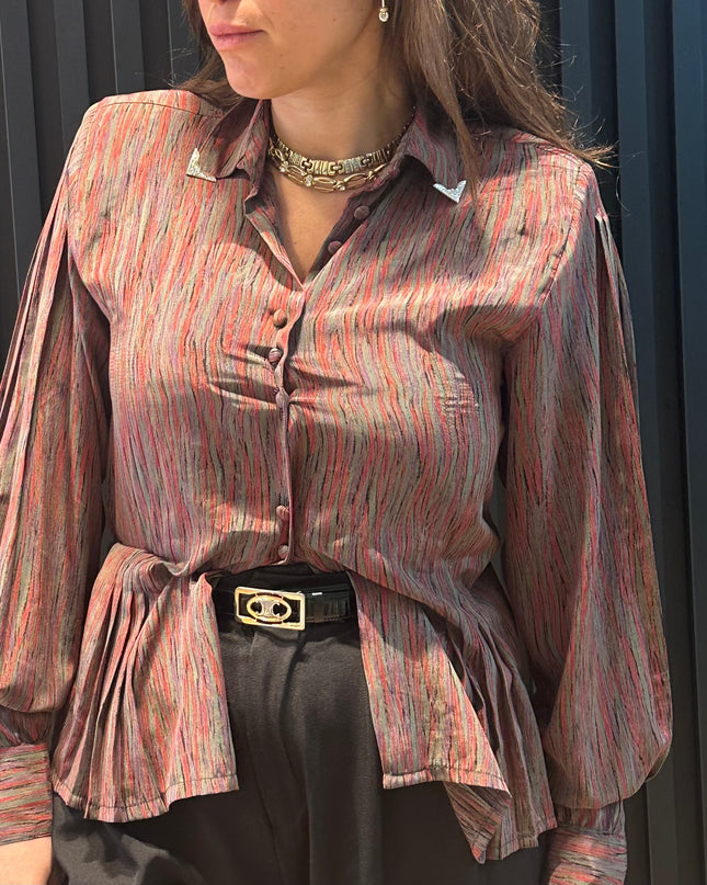 Chemisier vintage à épaules structurées – pièce unique customisée