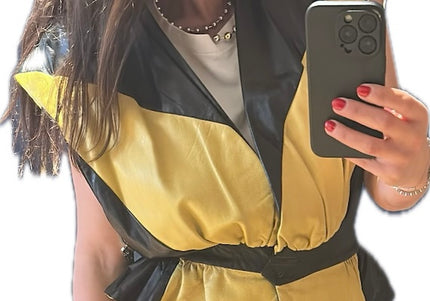 VESTE EN CUIR VINTAGE MANCHES AMOVIBLES
