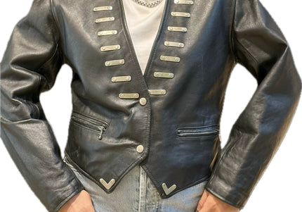 VESTE EN CUIR VINTAGE DÉTAILS ARGENTÉS