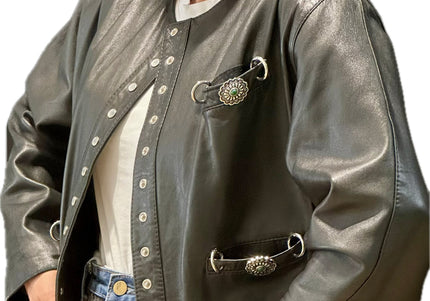 VESTE EN CUIR PRESSIONS