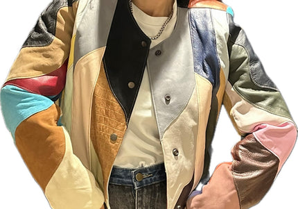 VESTE PATCHWORK EN CUIR & DAIM
