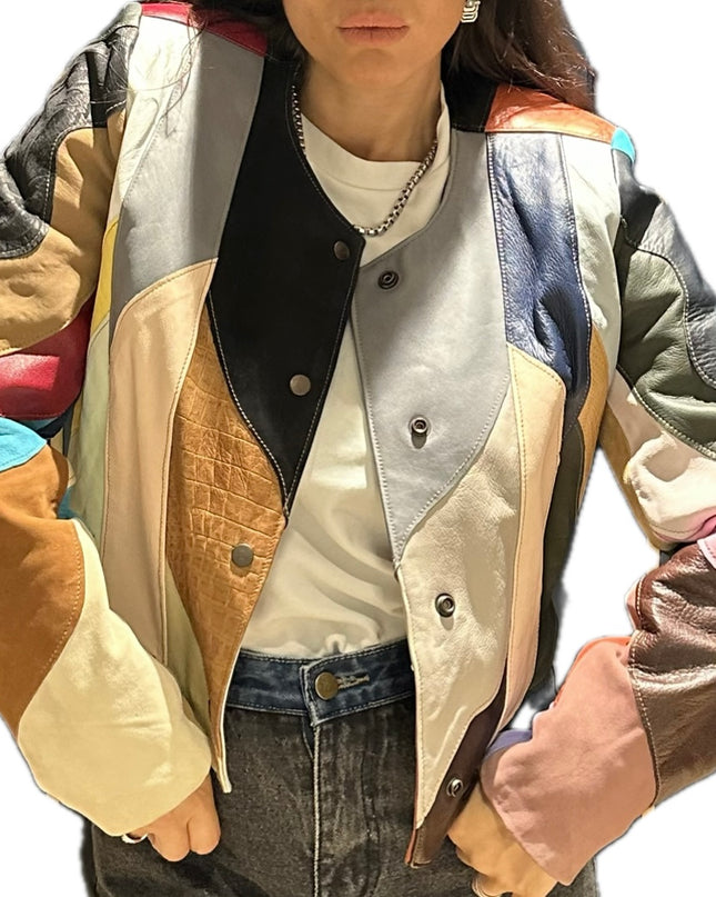 VESTE PATCHWORK EN CUIR & DAIM
