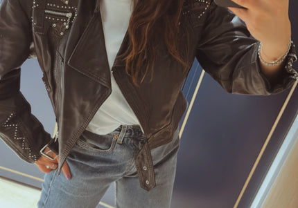 PERFECTO EN CUIR NOIR VINTAGE CUSTOMISE