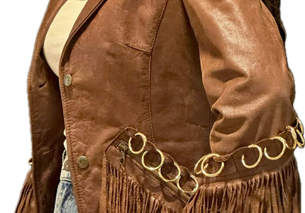 BLAZER EN CUIR MARRON ANNEAUX