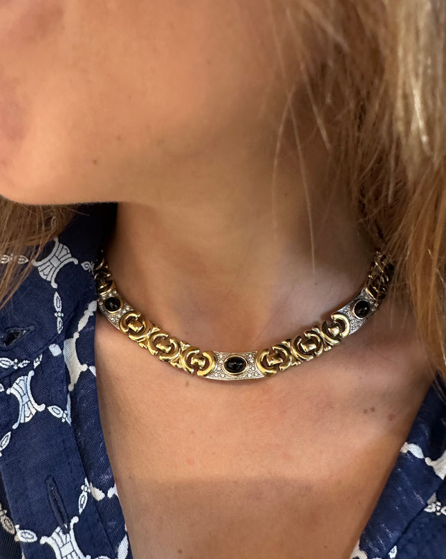 Collier vintage doré – Mailles sculptées