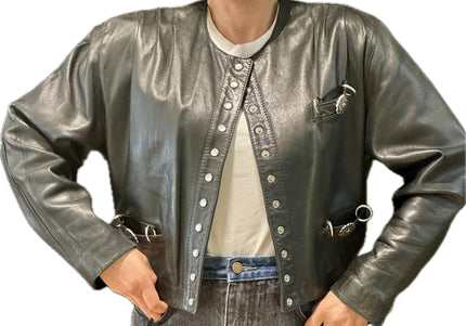 VESTE EN CUIR PRESSIONS