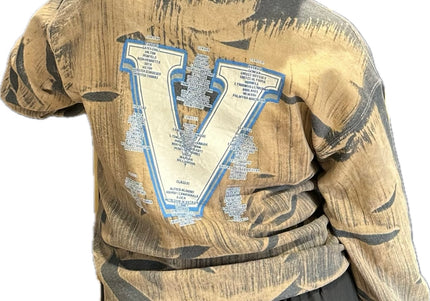 Sweat vintage customisé – Tie & dye beige et noir – Taille unique
