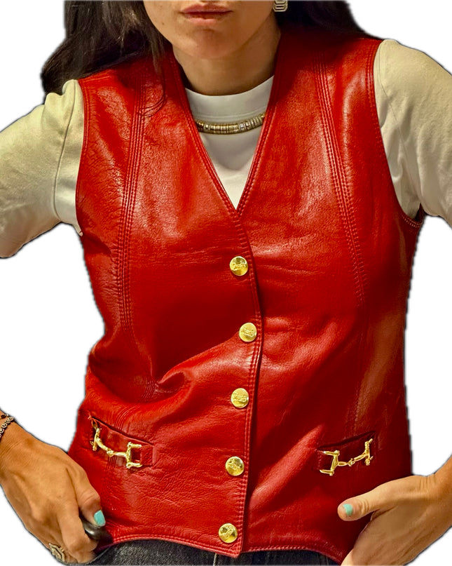 GILET EN CUIR CÉLINE