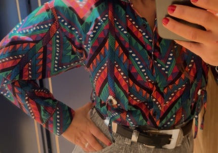 Chemise vintage graphique – Pièce unique customisée