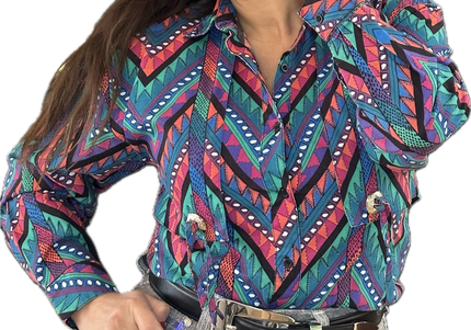 Chemise vintage graphique – Pièce unique customisée