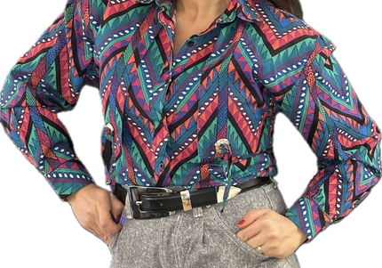 Chemise vintage graphique – Pièce unique customisée