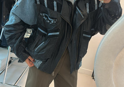 Blouson patchwork cuir & jean